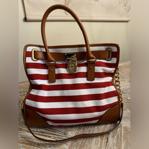 Michael Kors Collection Handbags - Michael Kors Hamilton Red Striped Purse